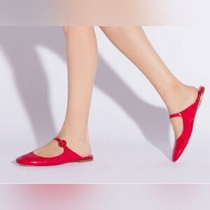 Larroude Vibrant Red Women's Blair Flat Mules Size 9 1/2